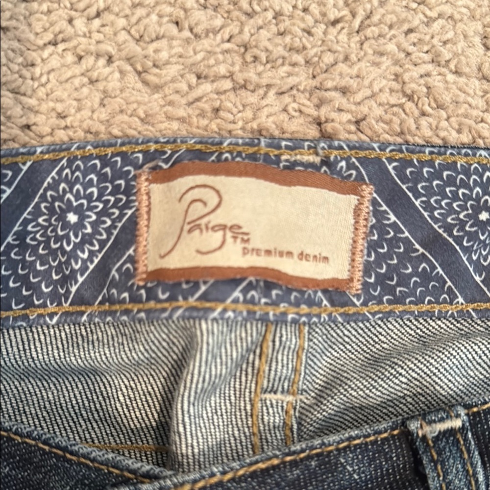 PAIGE Blue Denim Jeans with Paisley Waistband